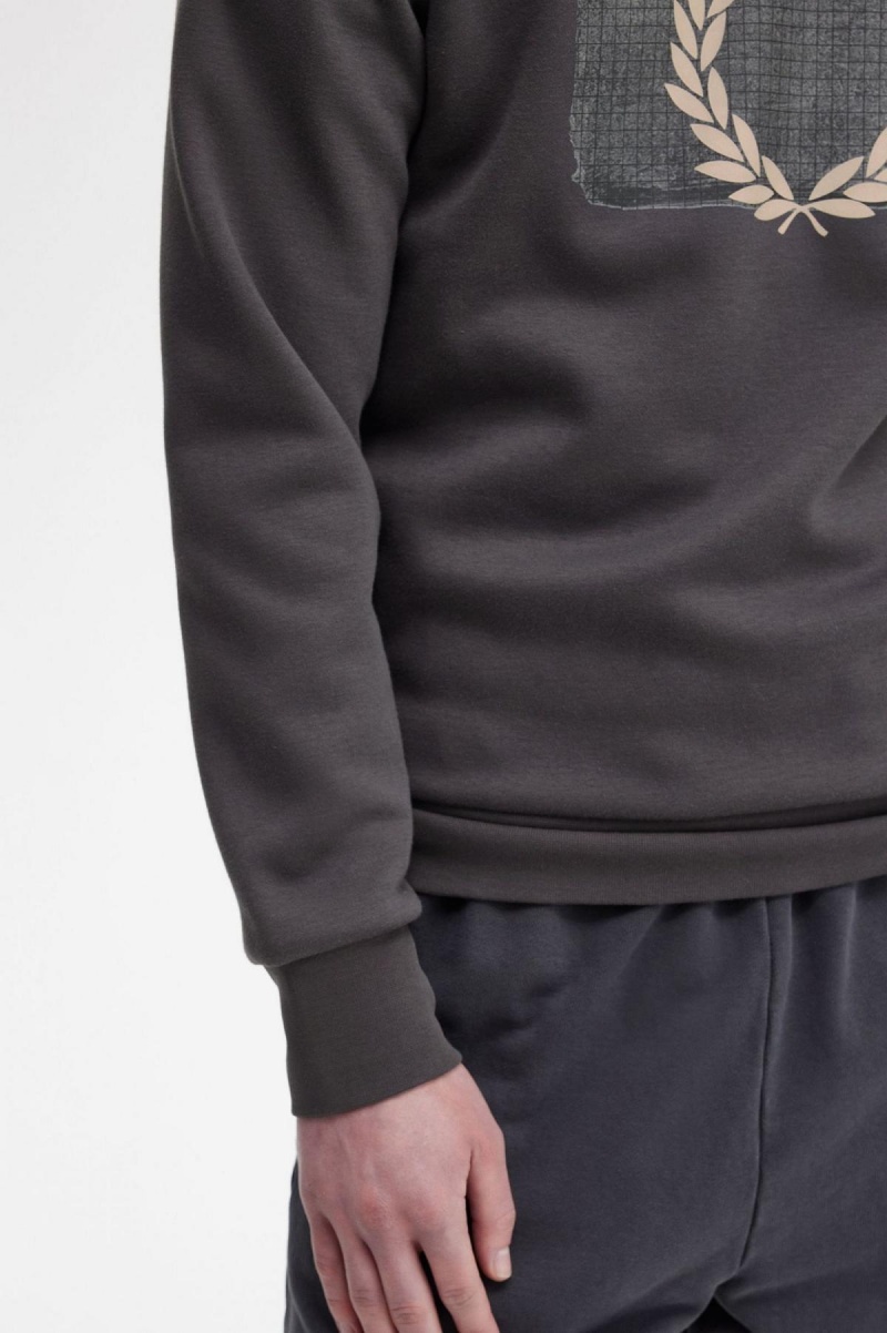 Fred Perry Layered Grafiske Gensere Herre Gunmetal | MNOFT80873