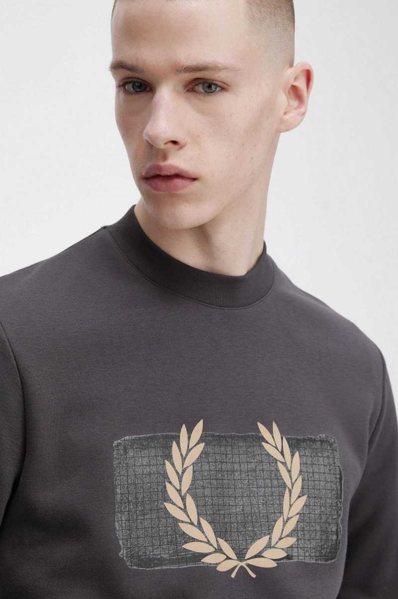 Fred Perry Layered Grafiske Gensere Herre Gunmetal | MNOFT80873