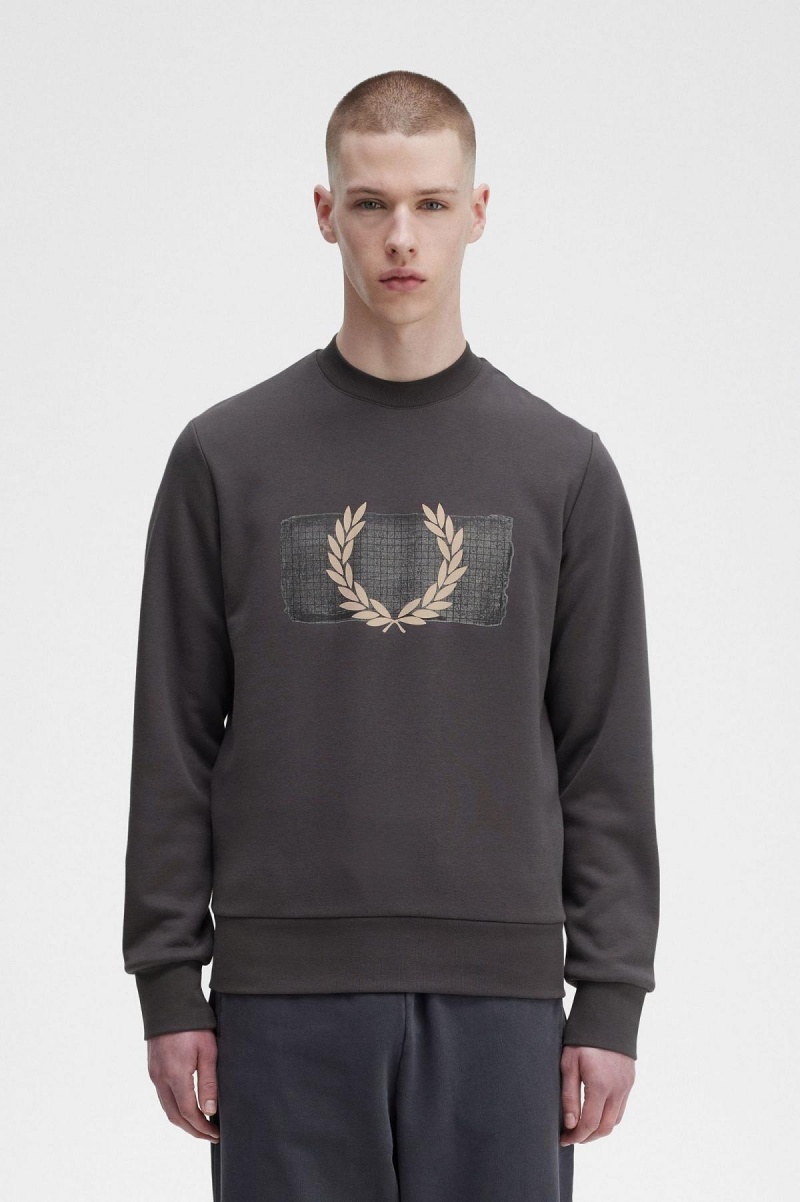 Fred Perry Layered Grafiske Gensere Herre Gunmetal | MNOFT80873