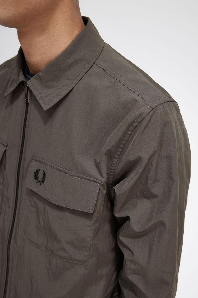 Fred Perry Lette Zip-Through Skjorte Herre Grønn | ENOVG38536