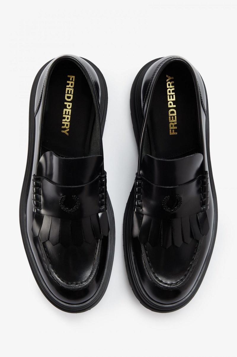 Fred Perry Loafer Sko Dame Svarte | NOEAH36979