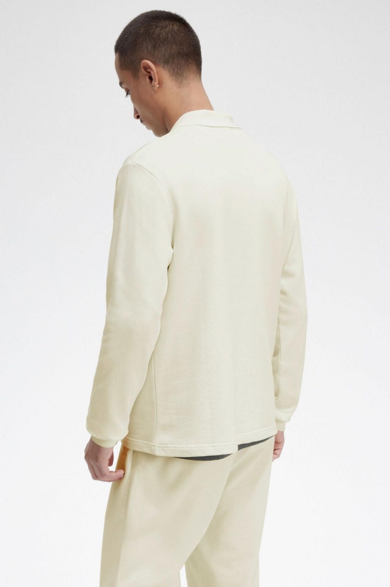 Fred Perry Long Sleeve Loopback Gensere Herre Ecru | SNOVO21354