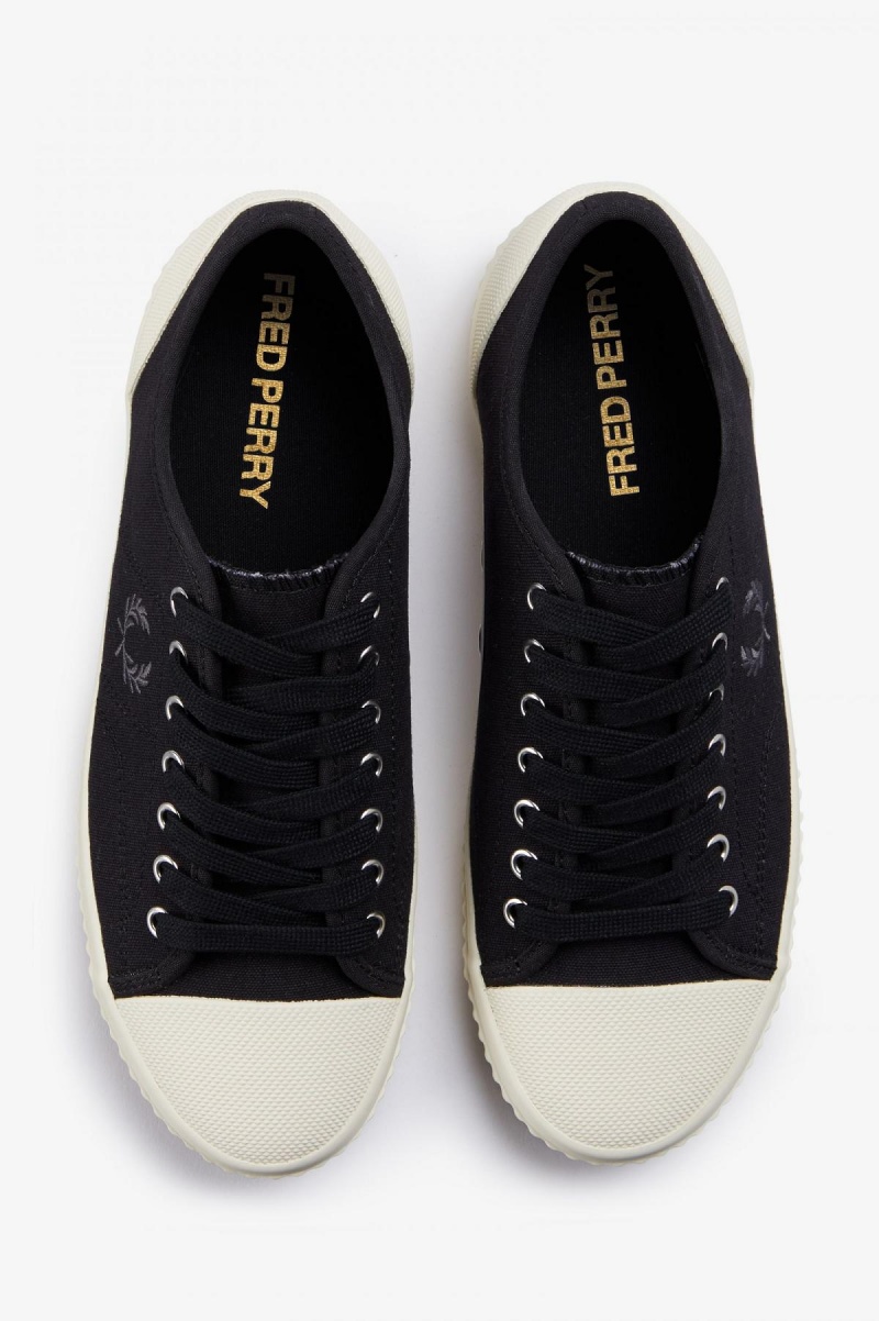 Fred Perry Low Hughes Sko Dame Svarte | MNOHR17152