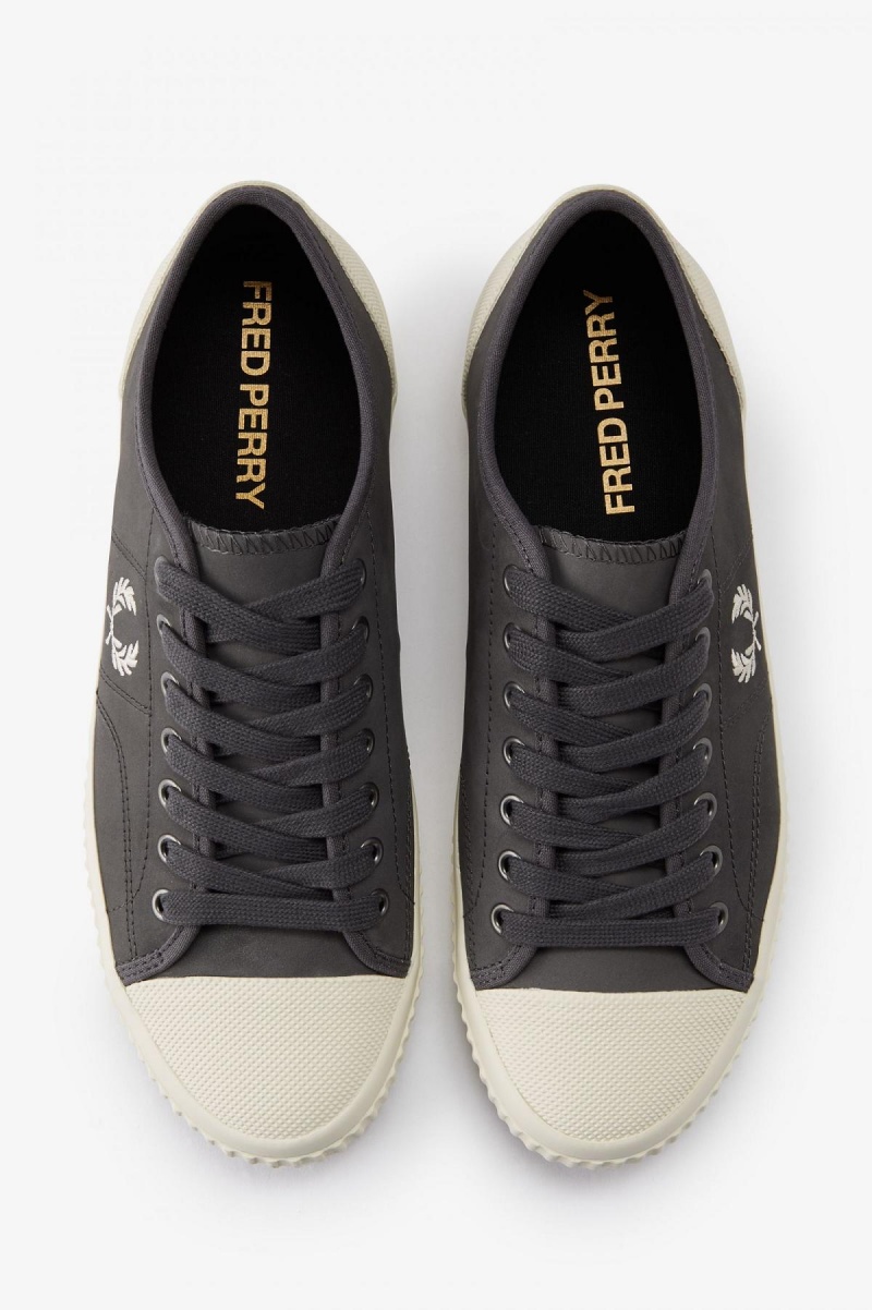 Fred Perry Low Hughes Sko Herre Gunmetal / Ecru | QNOUV12299