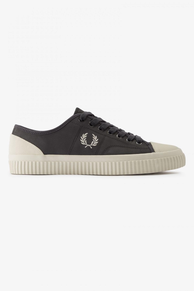 Fred Perry Low Hughes Sko Herre Gunmetal / Ecru | QNOUV12299