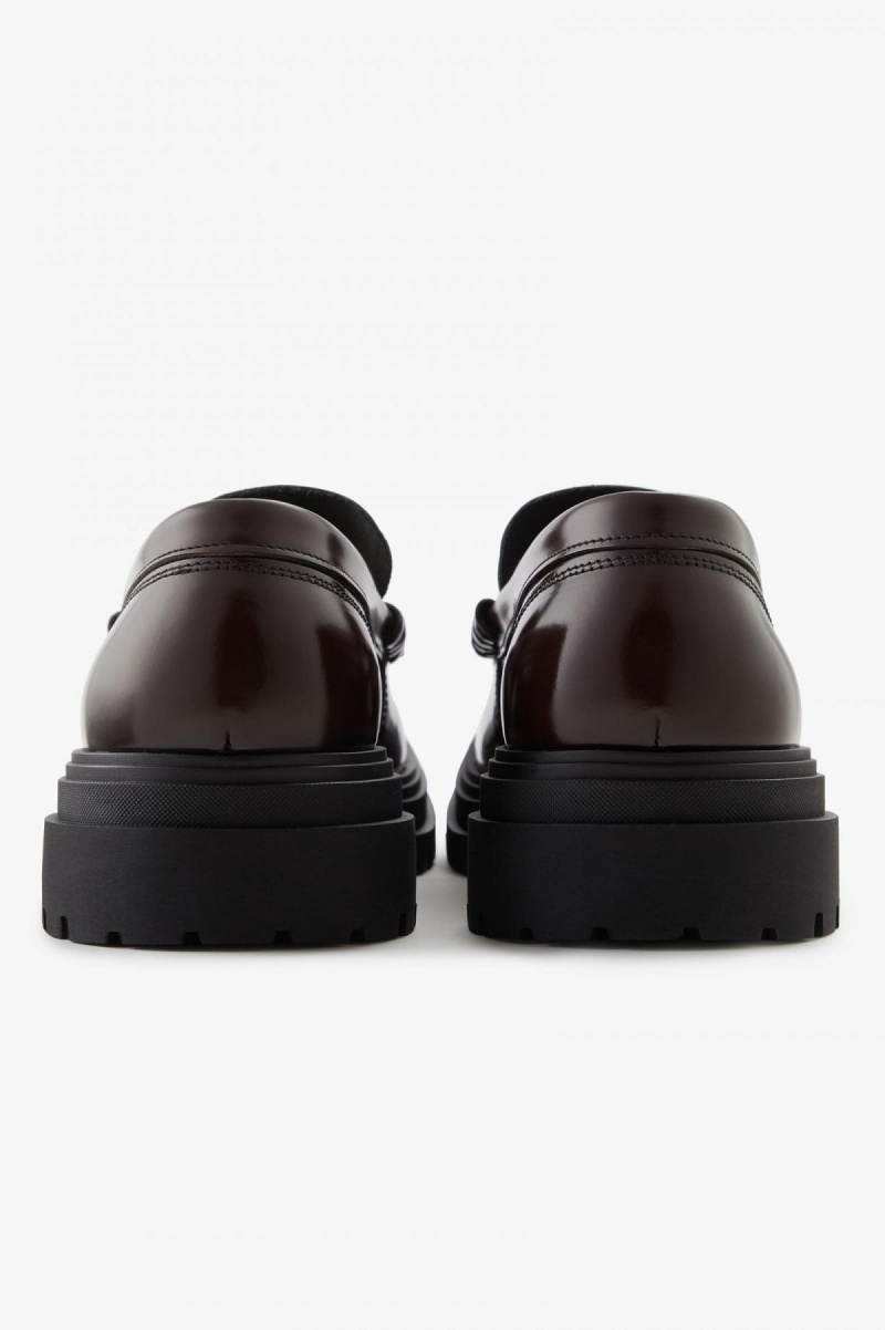 Fred Perry Lær Loafer Sko Dame Oxblood | ANOWC76330