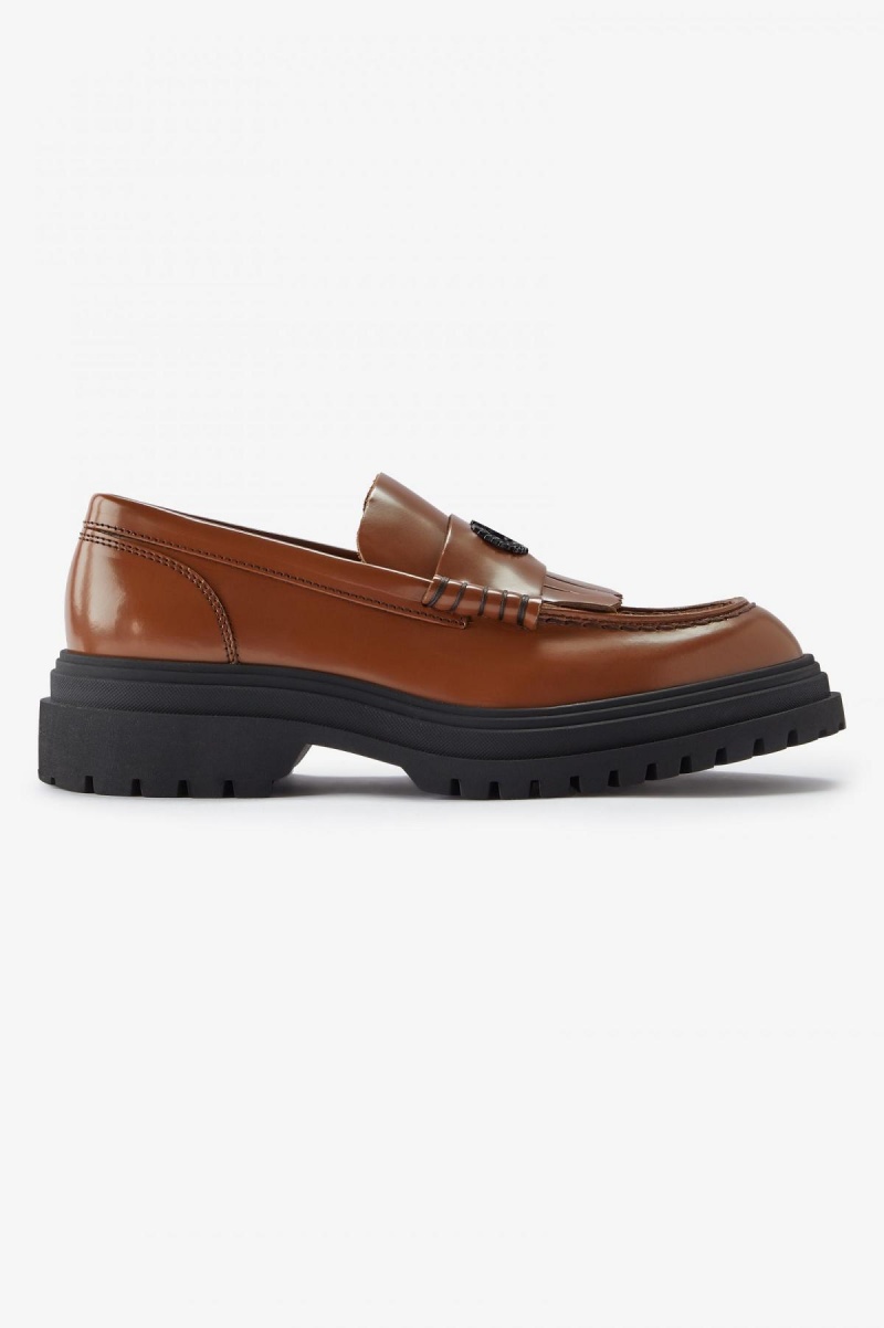 Fred Perry Lær Loafer Sko Dame Tan | MNOHR47012