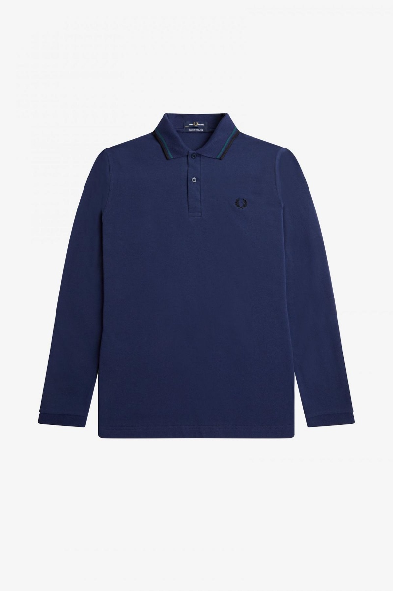 Fred Perry M1212 Fred Perry Shirt Herre Marineblå Blå Svarte | NOXBR13045