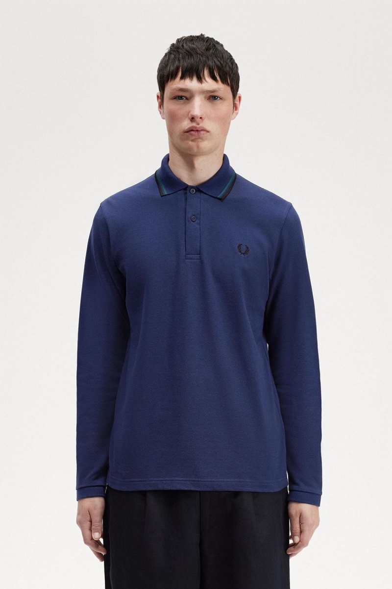 Fred Perry M1212 Fred Perry Shirt Herre Marineblå Blå Svarte | NOXBR13045