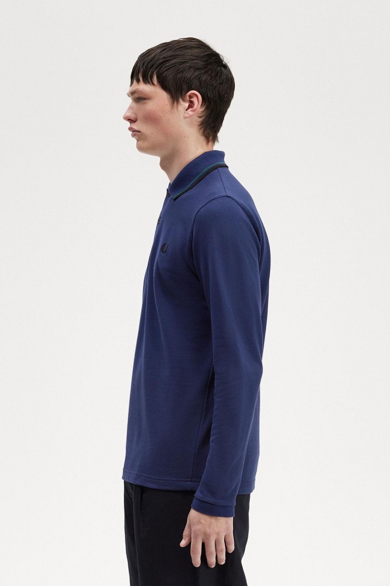 Fred Perry M1212 Fred Perry Shirt Herre Marineblå Blå Svarte | NOXBR13045