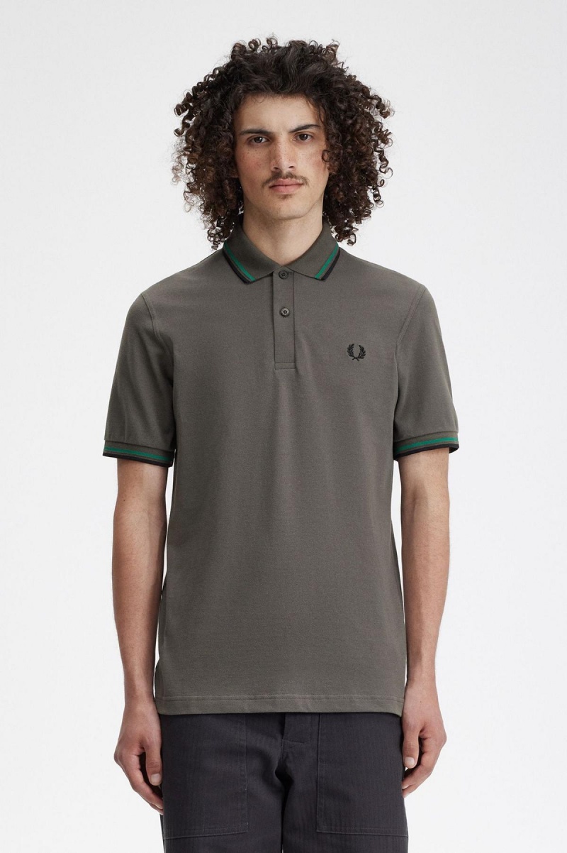 Fred Perry M12 Fred Perry Shirt Herre Grønn Grønn Svarte | YNOGT72083