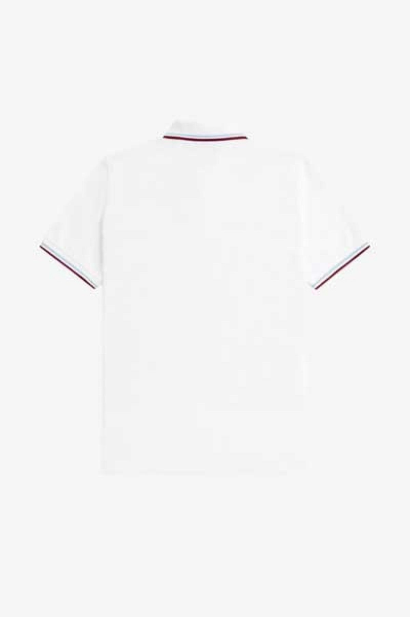 Fred Perry M12 Fred Perry Shirt Herre Hvite Burgunder | SNOVO45340