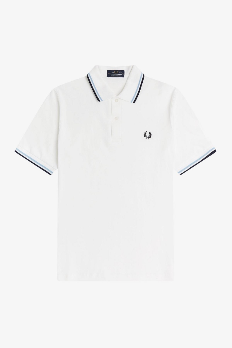 Fred Perry M12 Fred Perry Shirt Herre Hvite Marineblå | TNOPQ31511