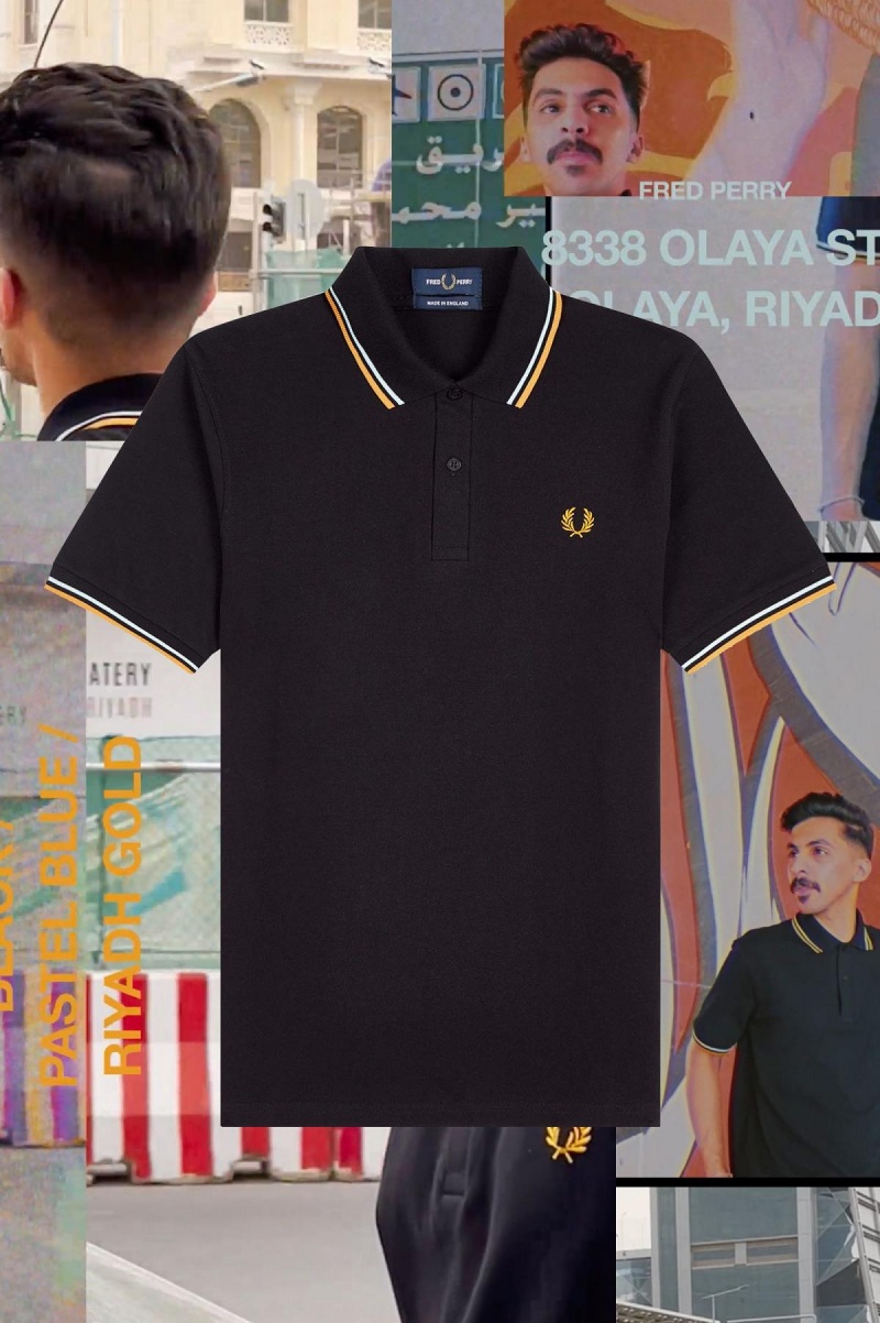 Fred Perry M12 Fred Perry Shirt Herre Svarte Blå Gull | NONEJ42816