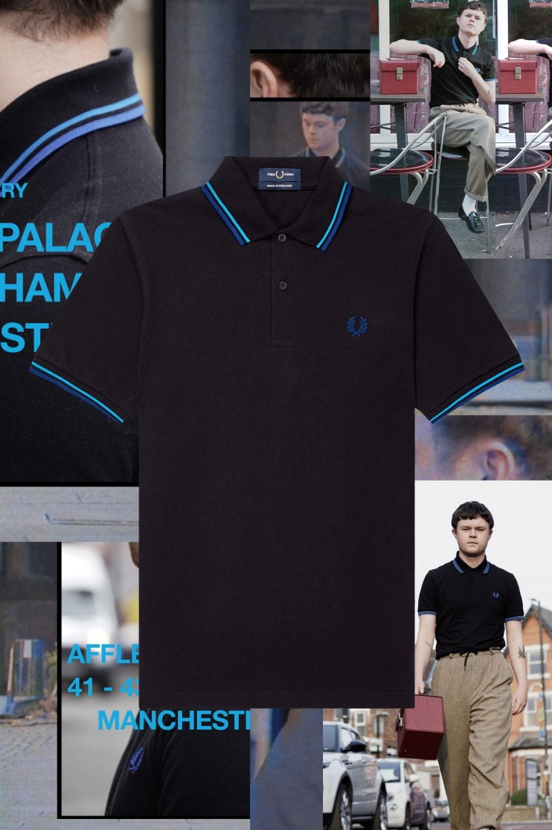 Fred Perry M12 Fred Perry Shirt Herre Svarte Blå Blå Blå | YNOGT25487