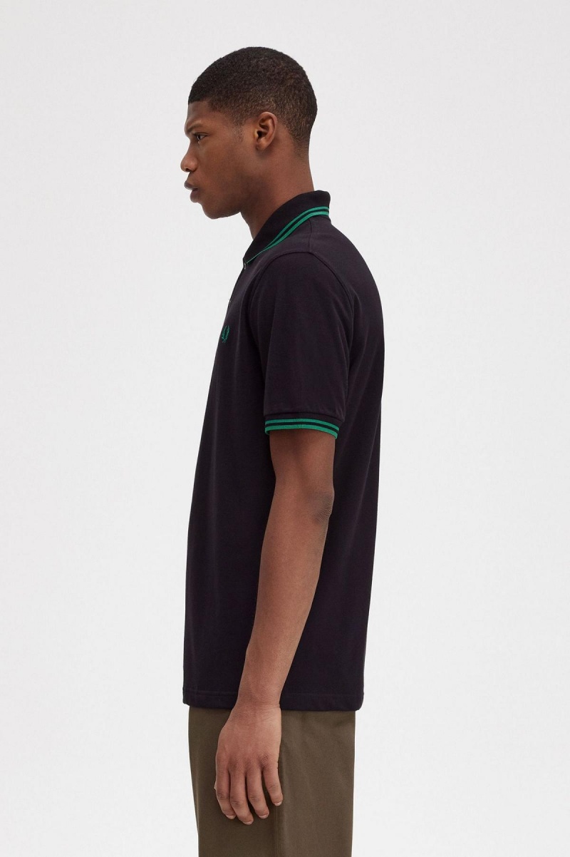 Fred Perry M12 Fred Perry Shirt Herre Svarte Grønn Grønn | NOEGJ90777