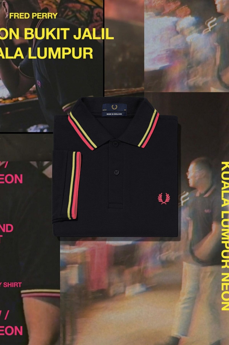 Fred Perry M12 Polo T Skjorte Herre Svarte Gul | LNOTR88669