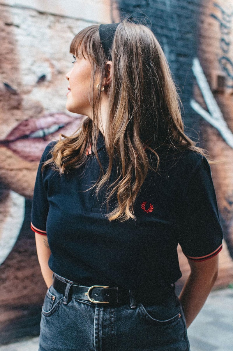 Fred Perry M12 Polo T Skjorte Herre Svarte Korall | NOEGJ13237