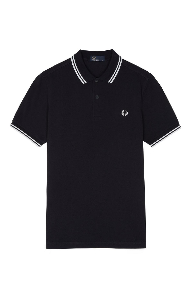 Fred Perry M3600 Fred Perry Shirt Herre Marineblå Hvite Hvite | YNOGT45517