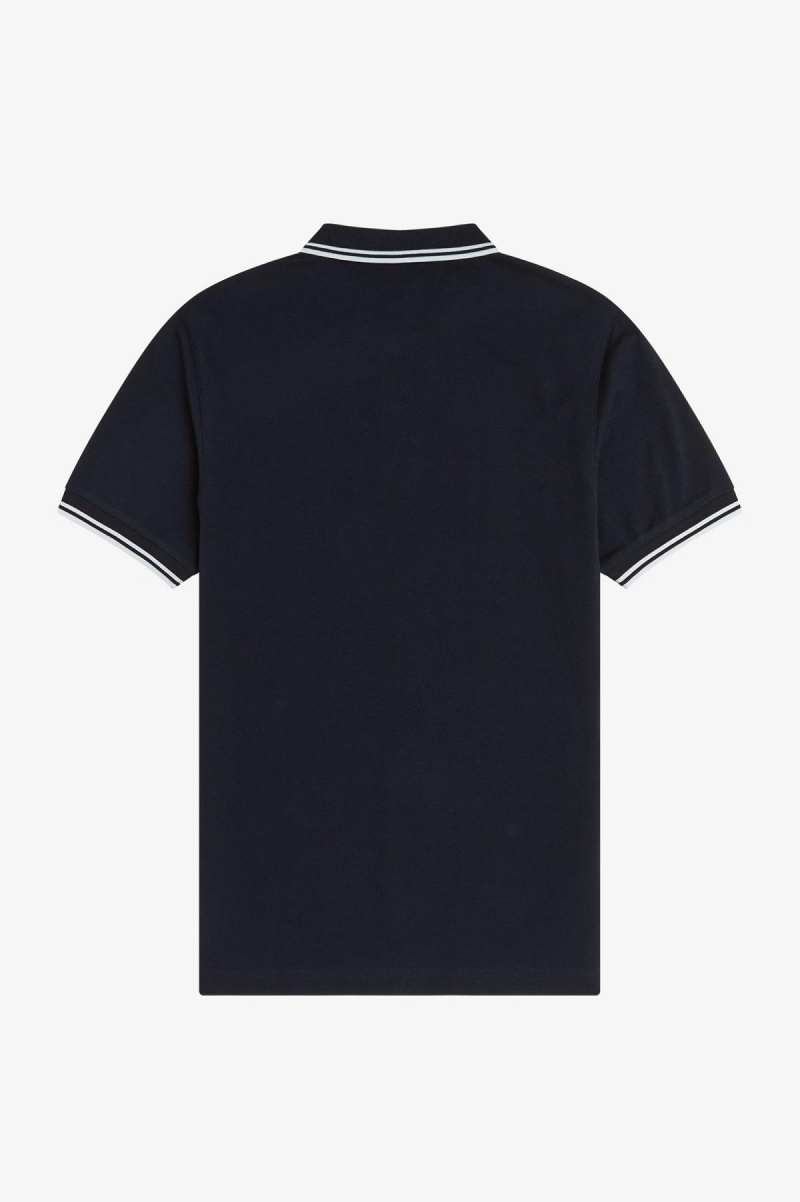 Fred Perry M3600 Fred Perry Shirt Herre Marineblå Hvite Hvite | YNOGT45517