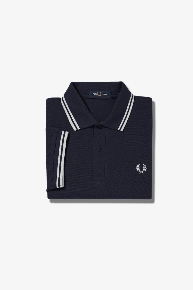 Fred Perry M3600 Fred Perry Shirt Herre Marineblå Hvite Hvite | YNOGT45517