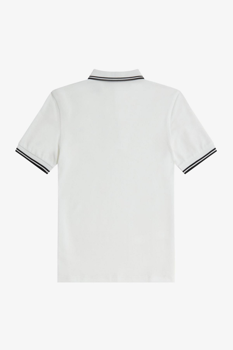 Fred Perry M3600 Fred Perry Shirt Herre Hvite Svarte Svarte | ENOHC70830