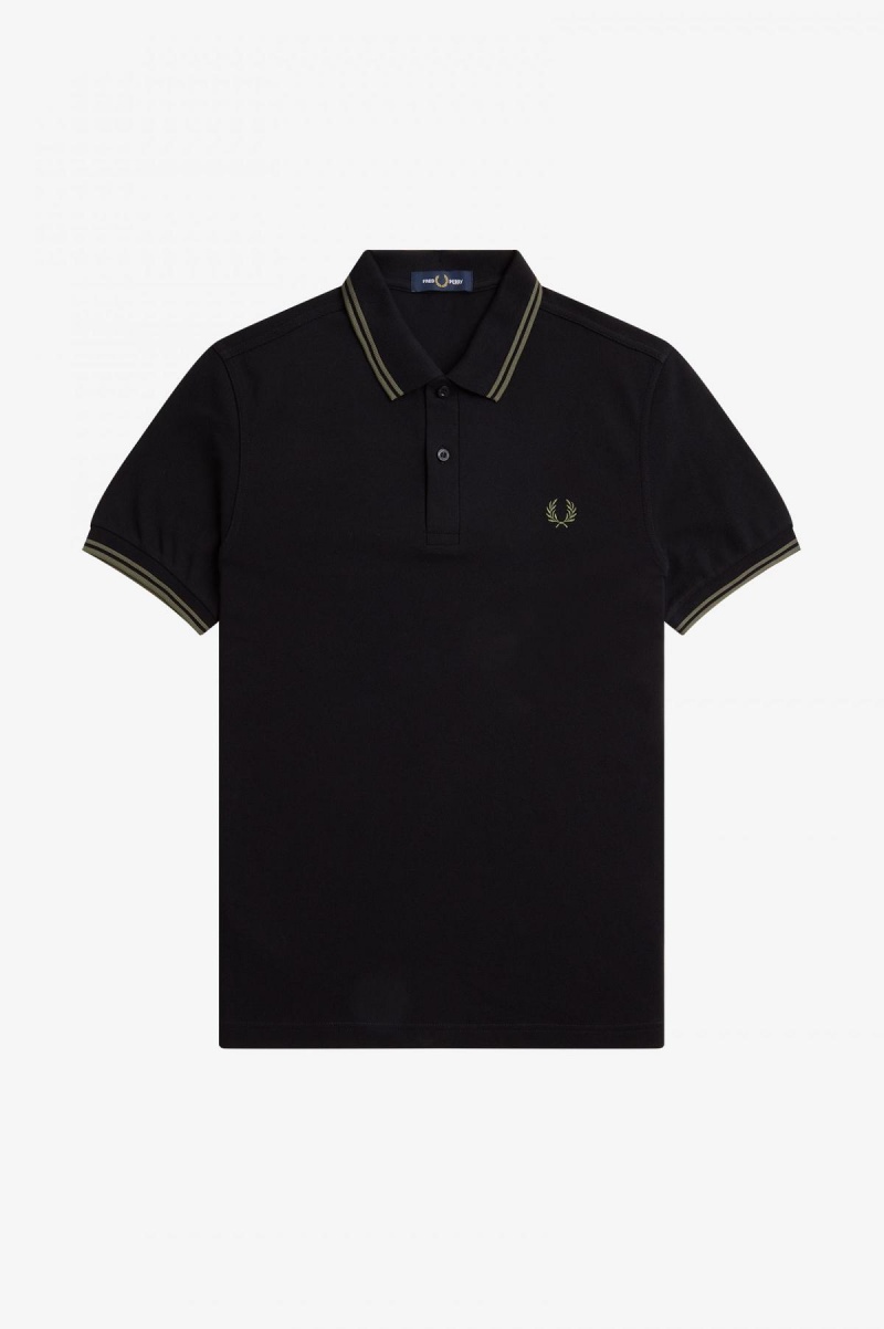 Fred Perry M3600 Fred Perry Shirt Herre Svarte Grønn Grønn | NOXBR53873