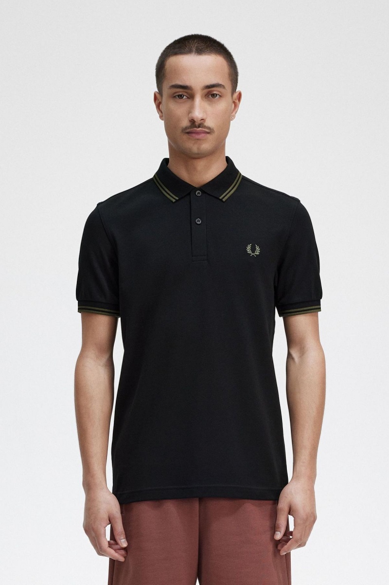 Fred Perry M3600 Fred Perry Shirt Herre Svarte Grønn Grønn | NOXBR53873