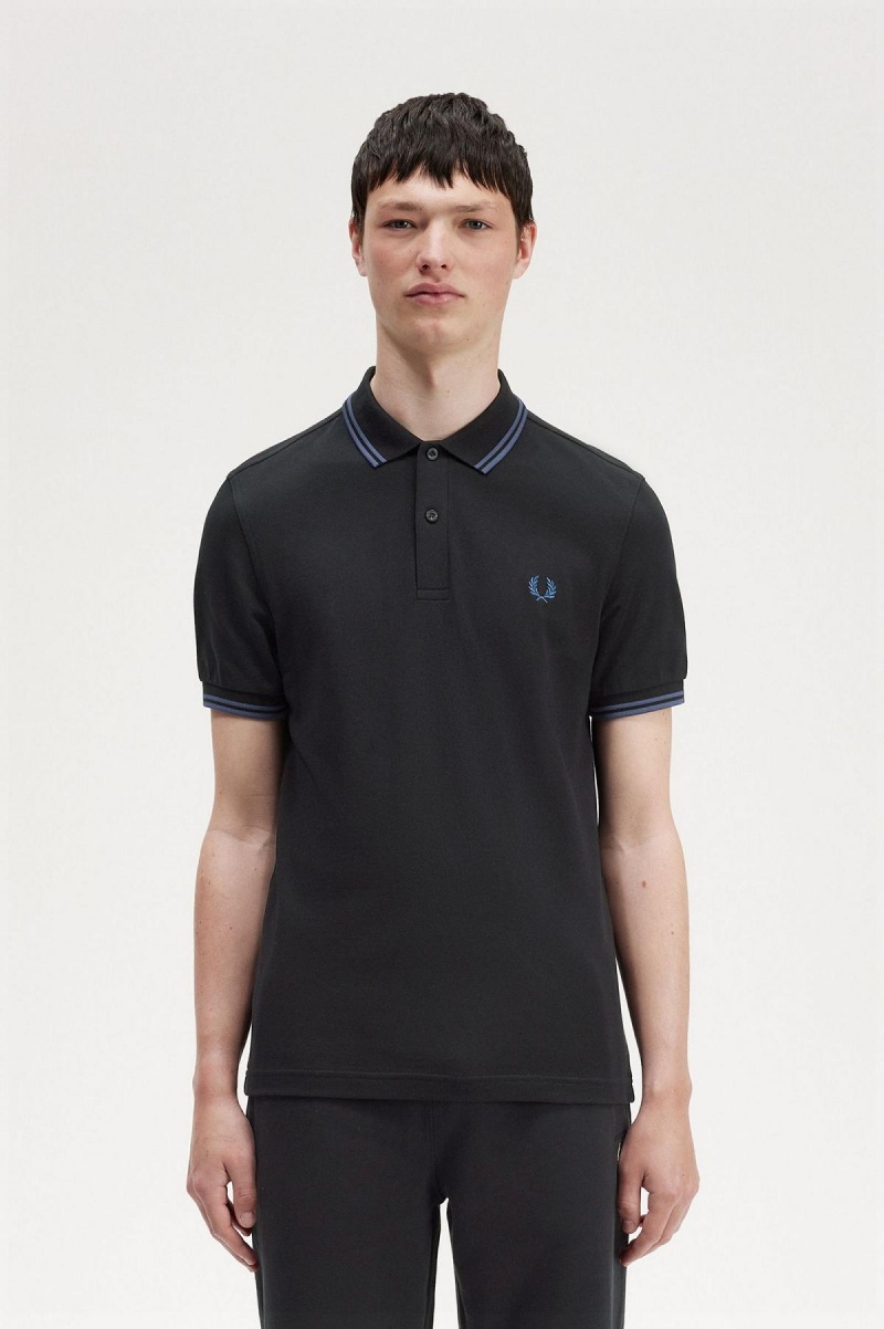 Fred Perry M3600 Fred Perry Shirt Herre Svarte Blå Blå | ANOWC36306