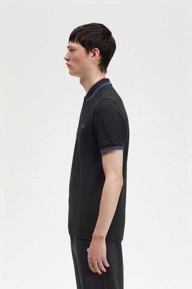 Fred Perry M3600 Fred Perry Shirt Herre Svarte Blå Blå | ANOWC36306