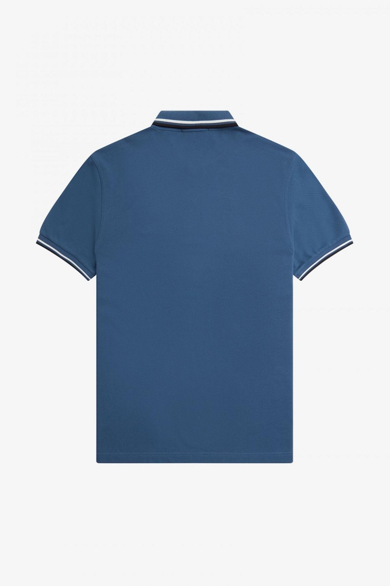 Fred Perry M3600 Fred Perry Shirt Herre Blå Hvite Svarte | XNOGW48356