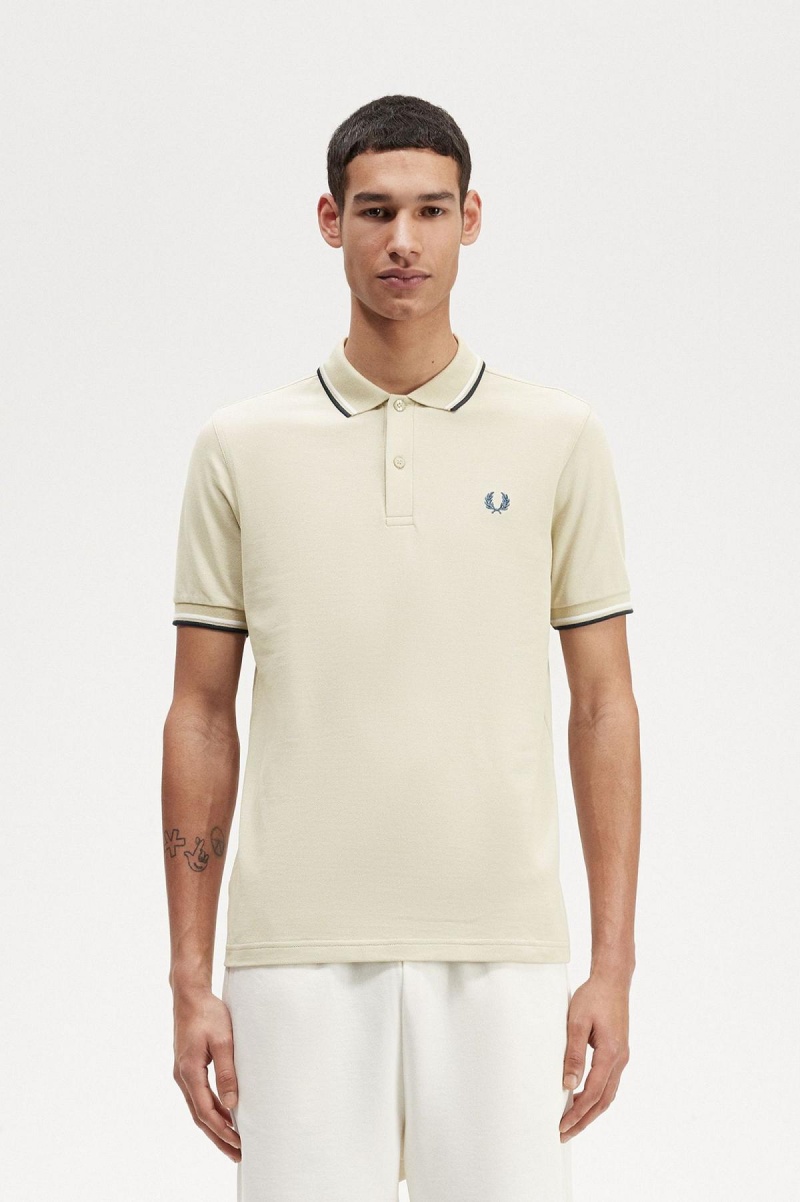 Fred Perry M3600 Fred Perry Shirt Herre Lyse Hvite Blå | NOJBT57062