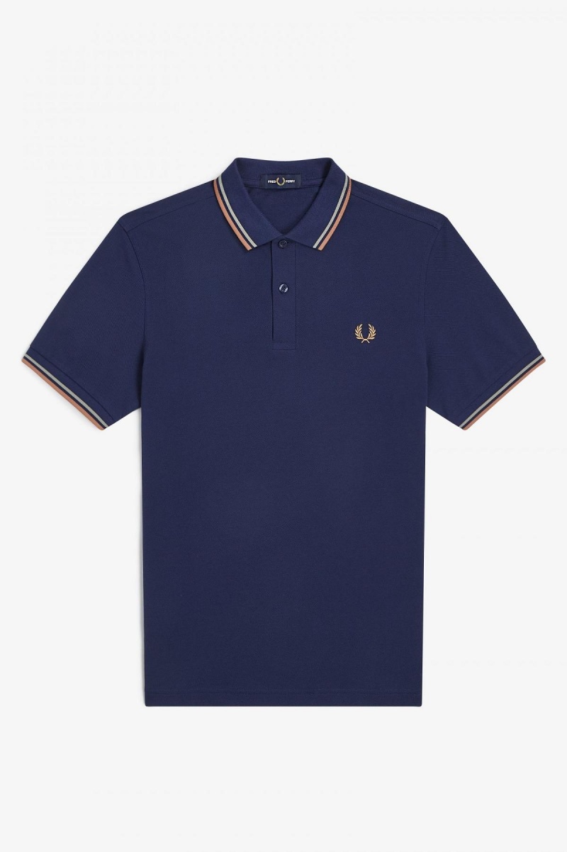 Fred Perry M3600 Fred Perry Shirt Herre Marineblå Lyse | QNOWA56798