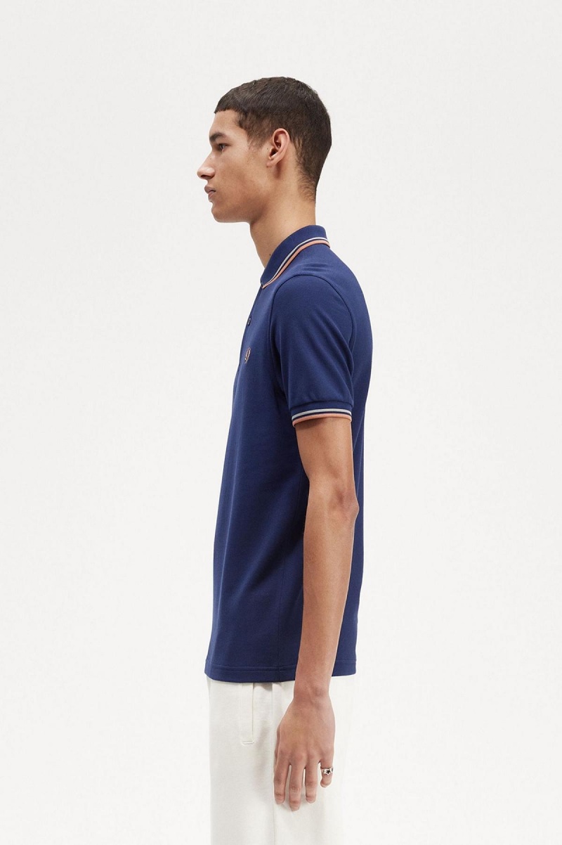 Fred Perry M3600 Fred Perry Shirt Herre Marineblå Lyse | QNOWA56798