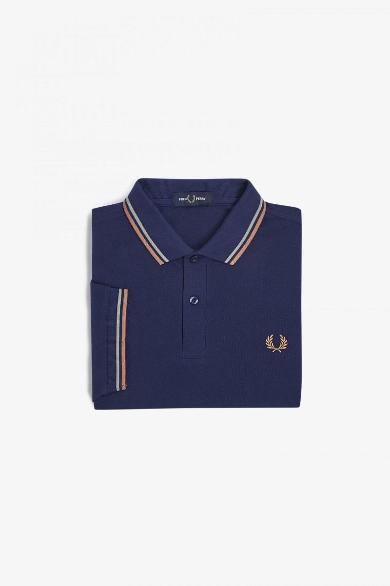 Fred Perry M3600 Fred Perry Shirt Herre Marineblå Lyse | QNOWA56798