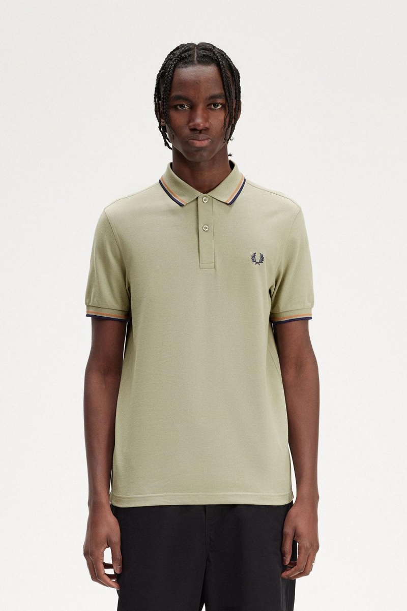 Fred Perry M3600 Fred Perry Shirt Herre Lyse Marineblå | NONEJ22227