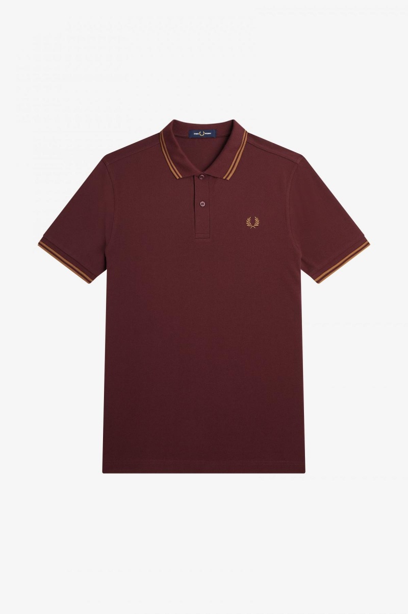 Fred Perry M3600 Fred Perry Shirt Herre Oxblood / Shaded Stone / Shaded Stone | QNOUV72729