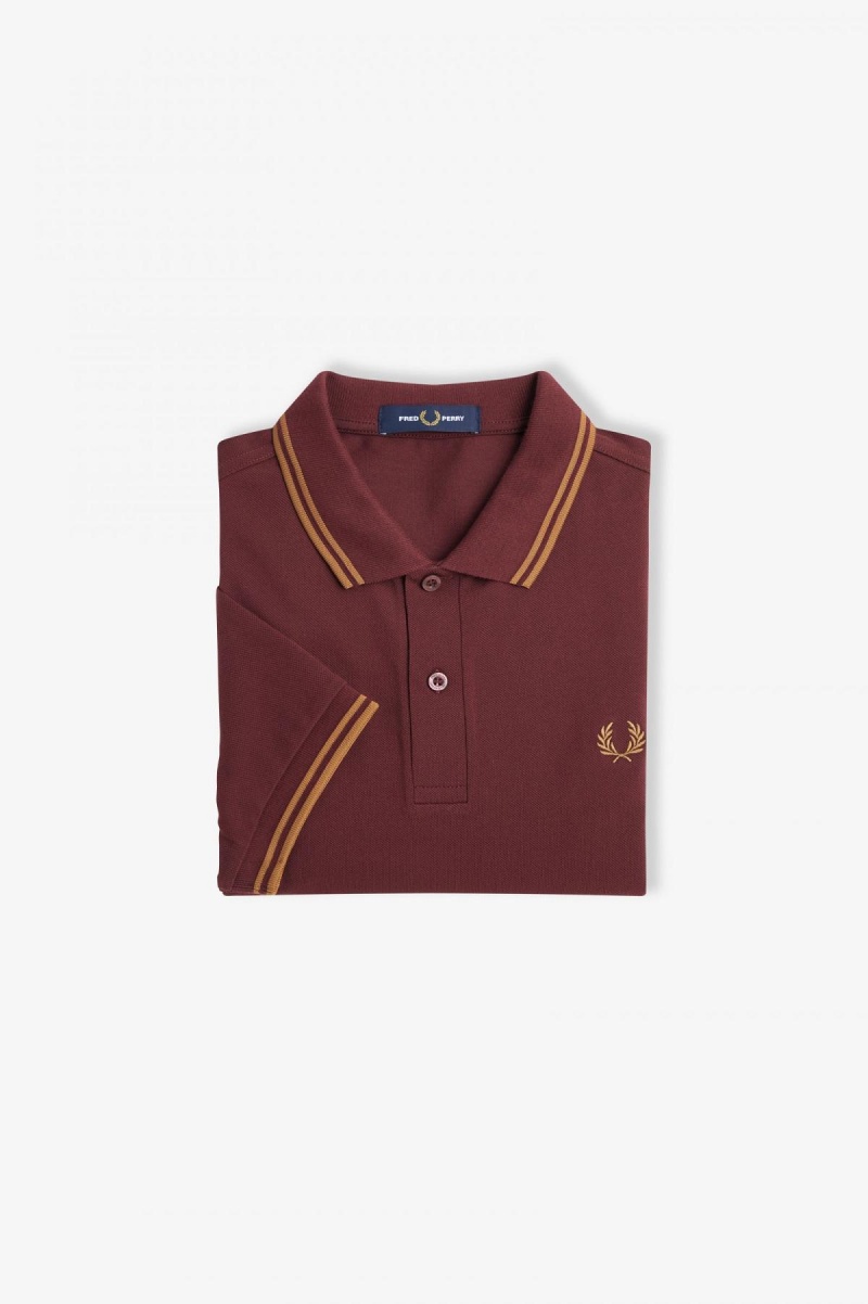 Fred Perry M3600 Fred Perry Shirt Herre Oxblood / Shaded Stone / Shaded Stone | QNOUV72729