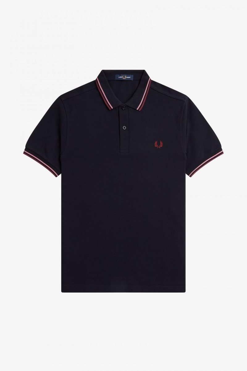 Fred Perry M3600 Fred Perry Shirt Herre Marineblå Rosa Rosa | ENOVG66376