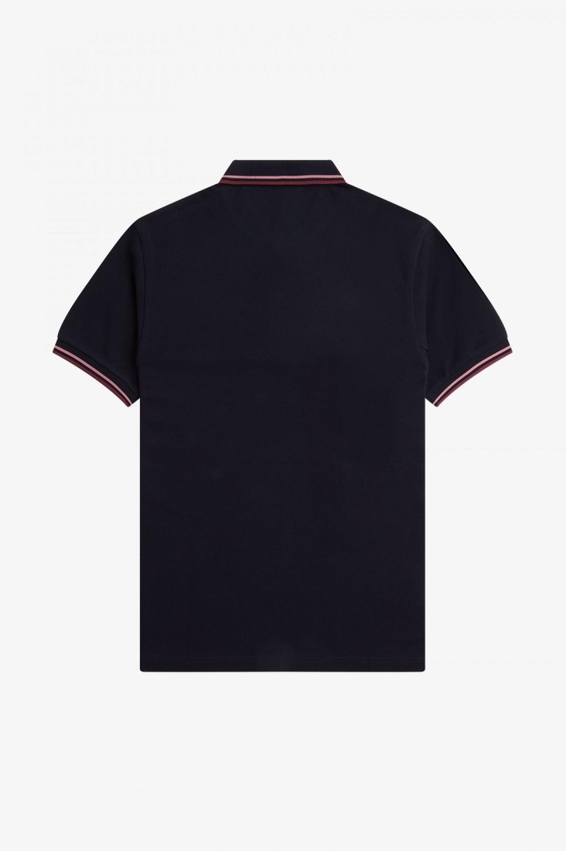 Fred Perry M3600 Fred Perry Shirt Herre Marineblå Rosa Rosa | ENOVG66376