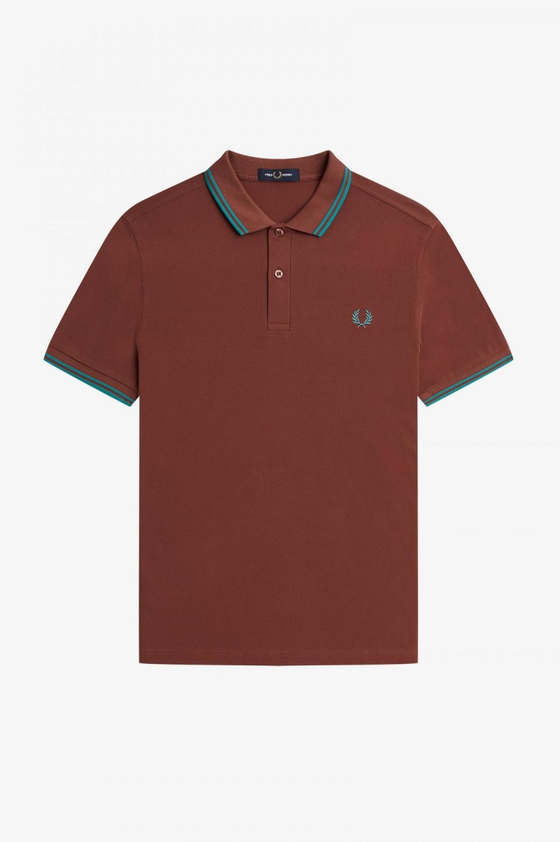 Fred Perry M3600 Fred Perry Shirt Herre Brune Dyp Mint Dyp Mint | YNOVQ59182