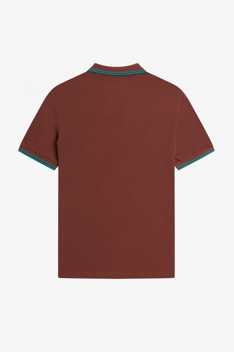 Fred Perry M3600 Fred Perry Shirt Herre Brune Dyp Mint Dyp Mint | YNOVQ59182