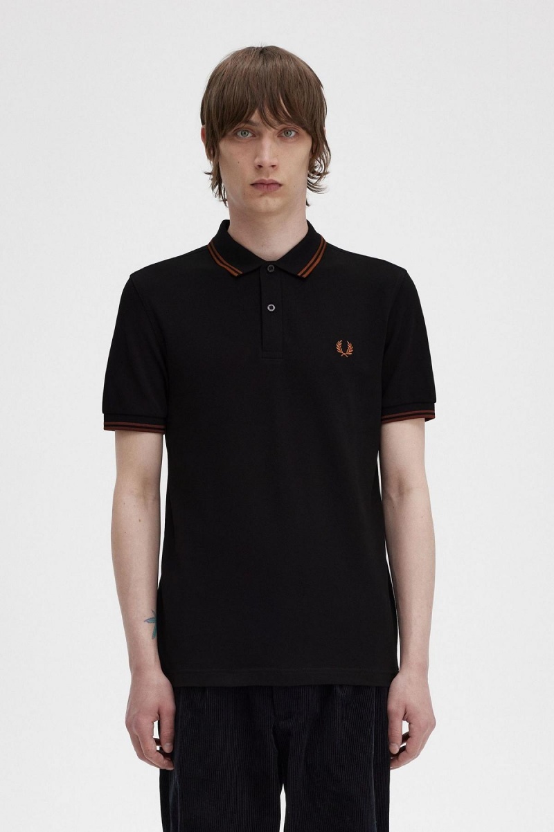 Fred Perry M3600 Fred Perry Shirt Herre Svarte Brune Brune | UNOTG59378