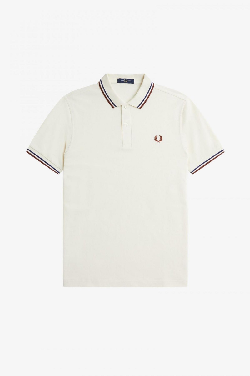 Fred Perry M3600 Fred Perry Shirt Herre Marineblå Brune | NODYB24009