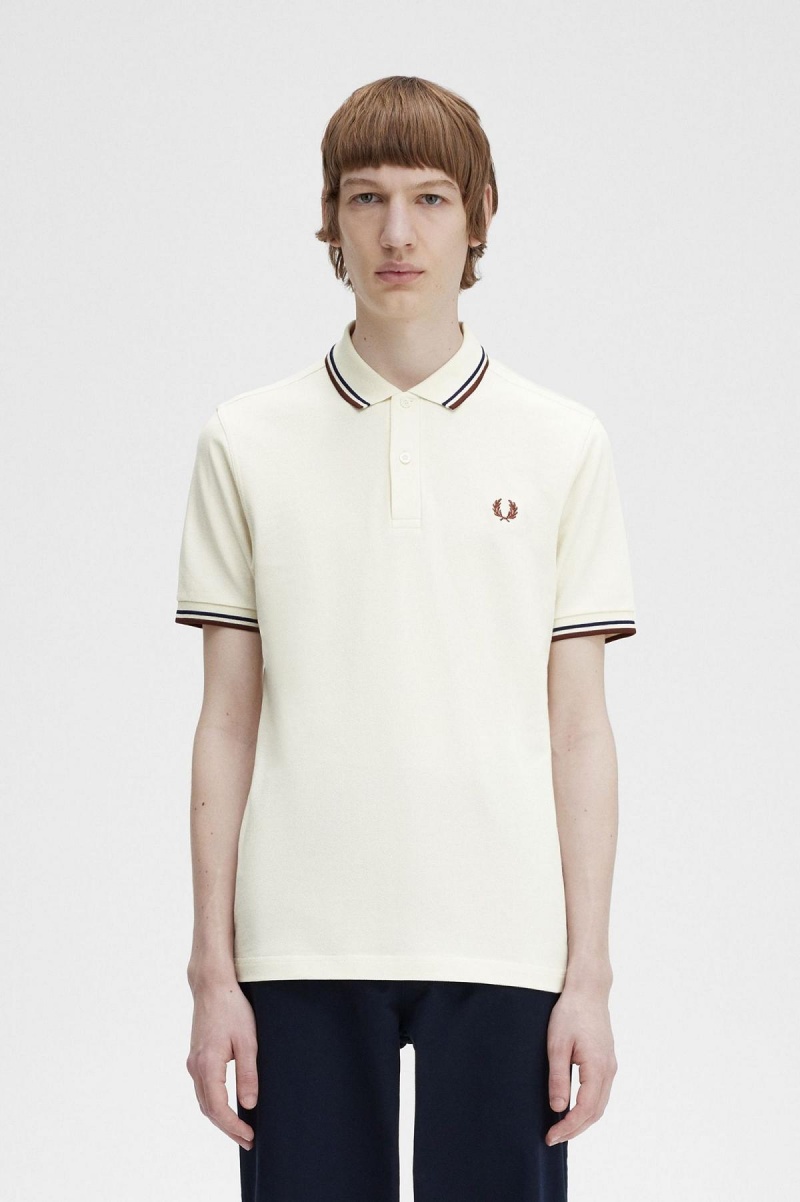 Fred Perry M3600 Fred Perry Shirt Herre Marineblå Brune | NODYB24009