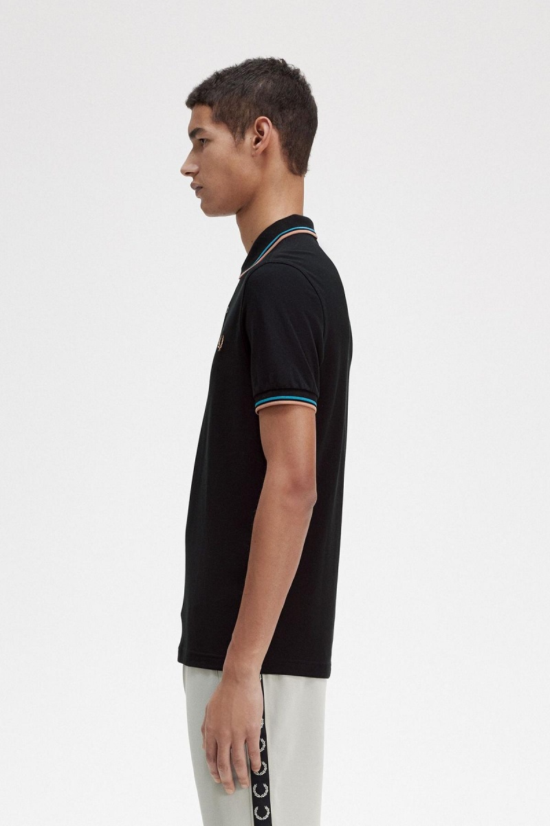 Fred Perry M3600 Fred Perry Shirt Herre Svarte Blå Lyse | NONZX93529