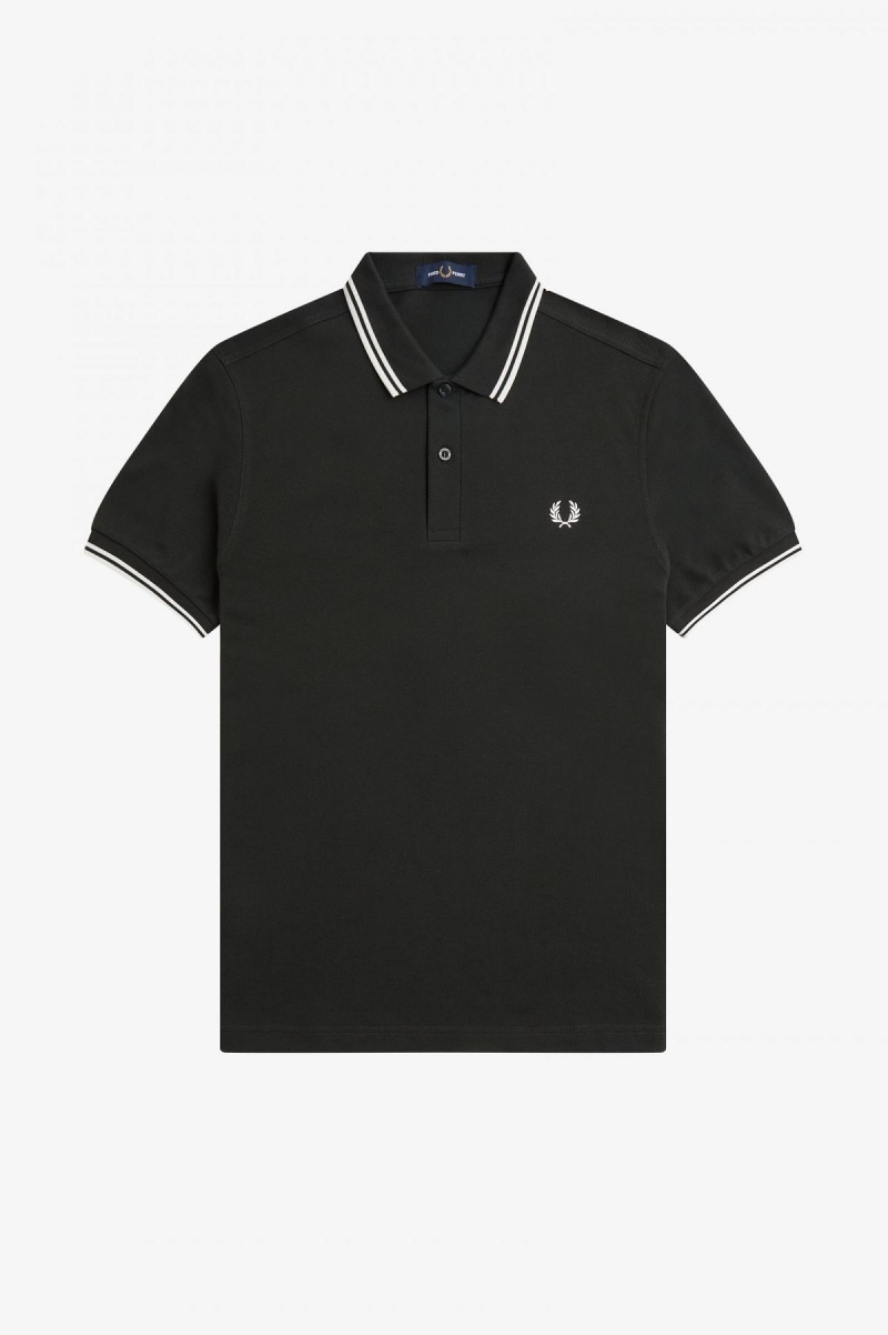 Fred Perry M3600 Fred Perry Shirt Herre Grønn Hvite Hvite | FNOHY27429