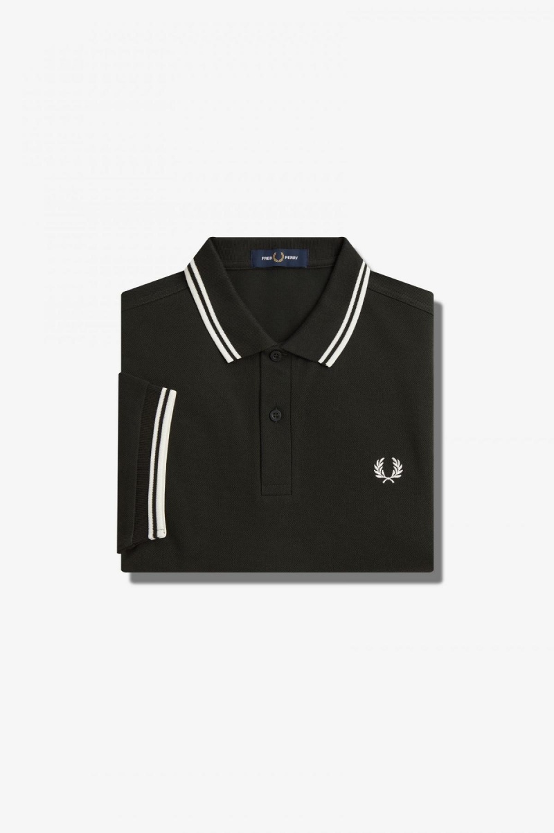 Fred Perry M3600 Fred Perry Shirt Herre Grønn Hvite Hvite | FNOHY27429