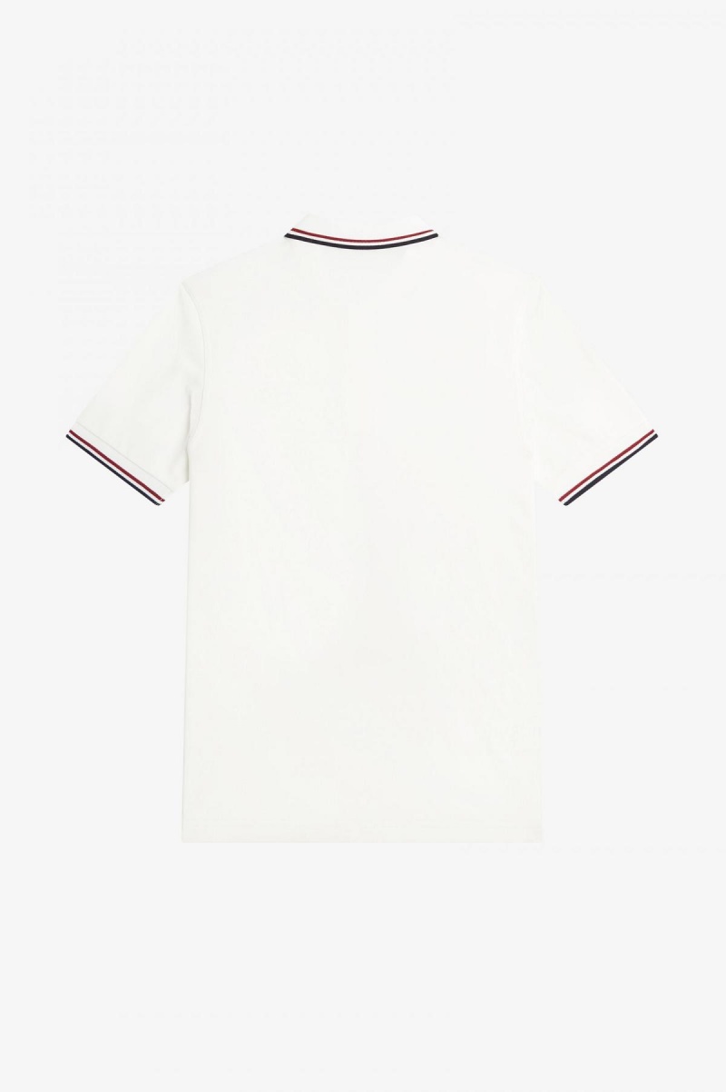 Fred Perry M3600 Fred Perry Shirt Herre Hvite Rød Marineblå | NOZPD80341