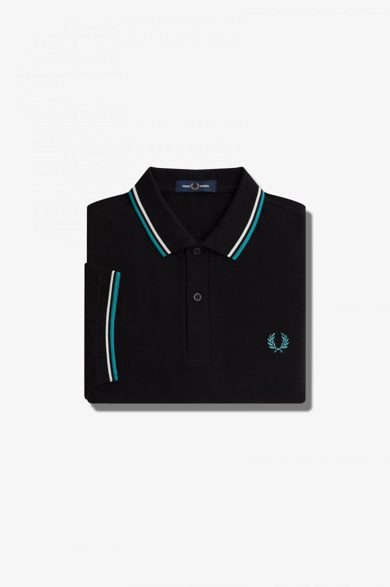 Fred Perry M3600 Fred Perry Shirt Herre Svarte Dyp Mint | NODYB75890